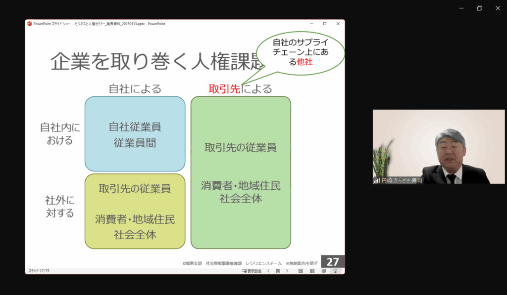  [2025/01/13]ビジネスと人権およびサーキュラーエコノミーに関するセミナー（オンライン）開催報告